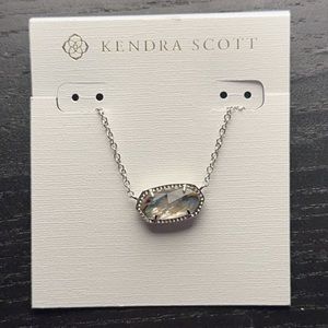 Authentic KENDRA SCOTT Elisa 454 Rhodium Necklace Abalone Shell Pendant